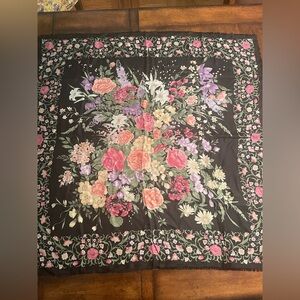 Vintage Hiroko for Dozo Floral Still Life All Silk Scarf Made In Japan Square